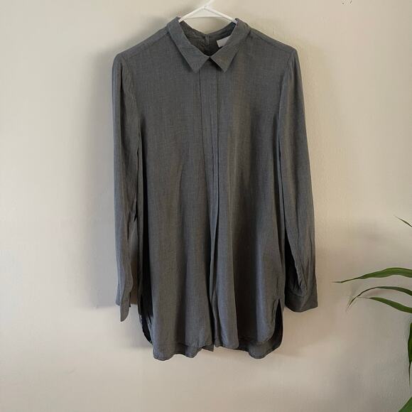 J. Jill Button Back Shirt Womens Medium Tall Gray Modest Casual Simple Capsule - Picture 1 of 7